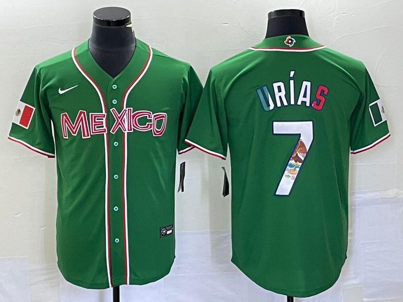 Men 2023 World Cub Mexico 7 Urias Green Nike MLB Jersey12